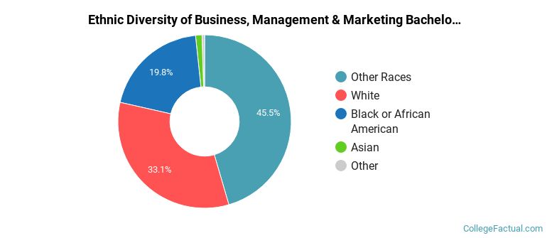 Ethnic diversity of Business, Management & Marketing majors at Colorado Technical University-Colorado Springs